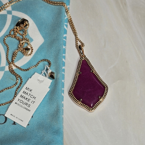 NWT Kendra Scott Alex Pendant Necklace Rose Gold Agate - Picture 3 of 9